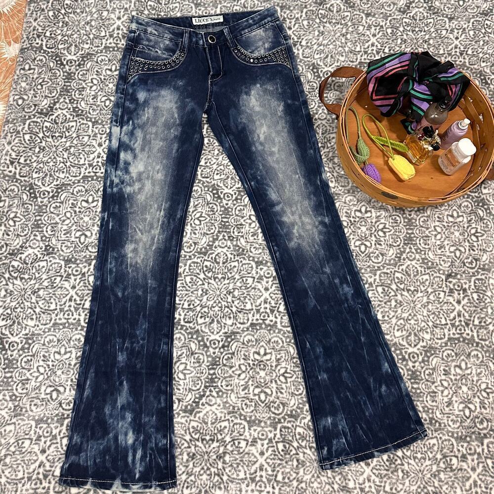 Vintage Y2k Luice's Acid Wash Embellished Jeans Size 1 - Picture 4 of 8
